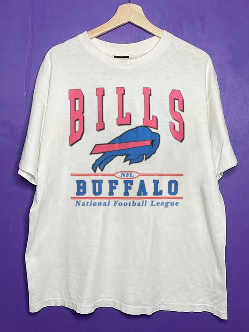 Vintage Buffalo Bills Football Big Logo Crewneck T Shirt, Retro NFL Shirt Tee